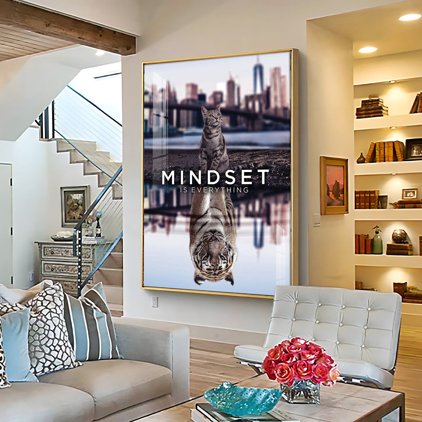 Elevate Your Mindset Glass Finish Vertical Wall Art