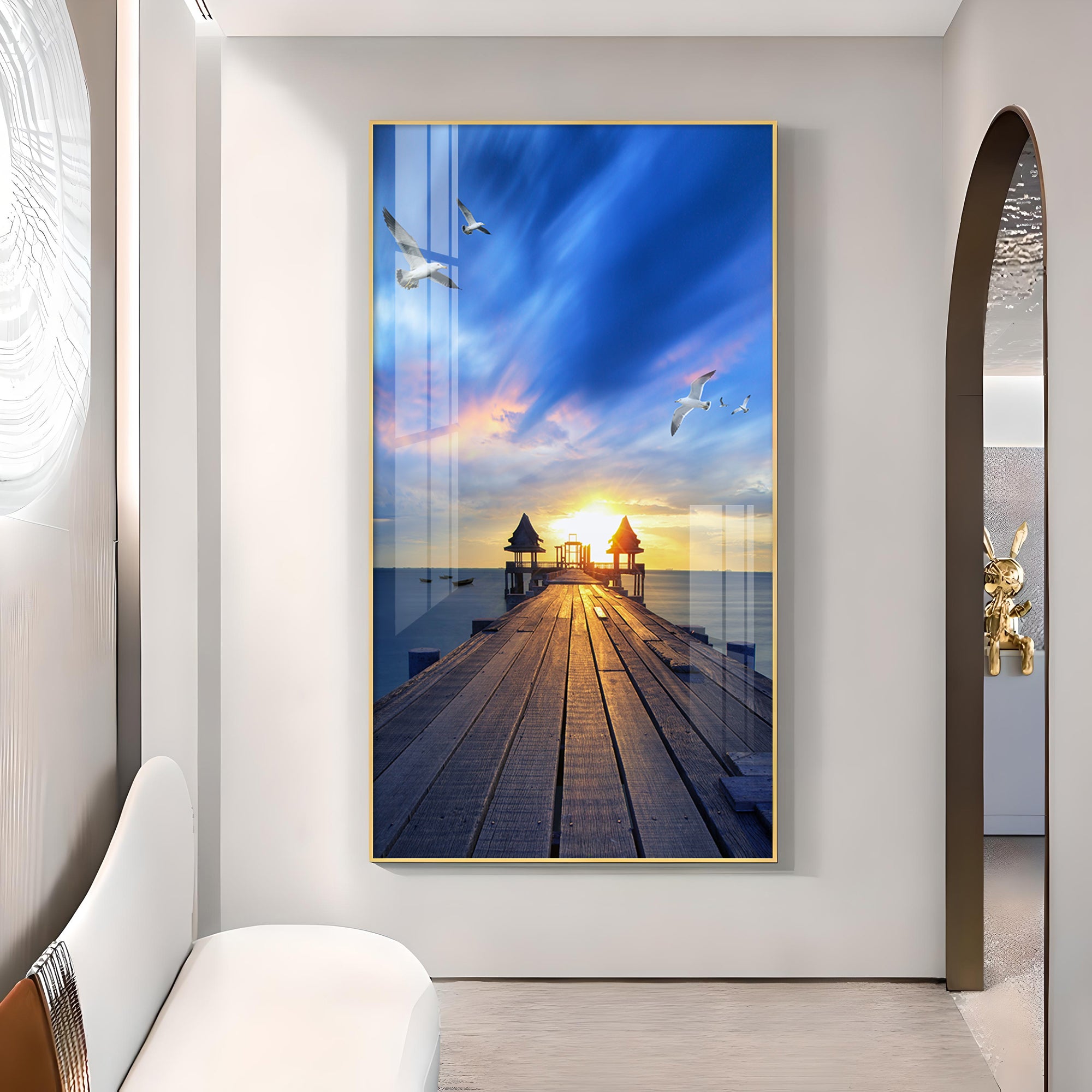 Seagull's Haven Glass Finish Vertical Wall Art