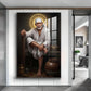 Sai Baba Glass Finish Vertical Wall Art