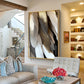 Golden Whisper Elegance Glass Finish Vertical Wall Art