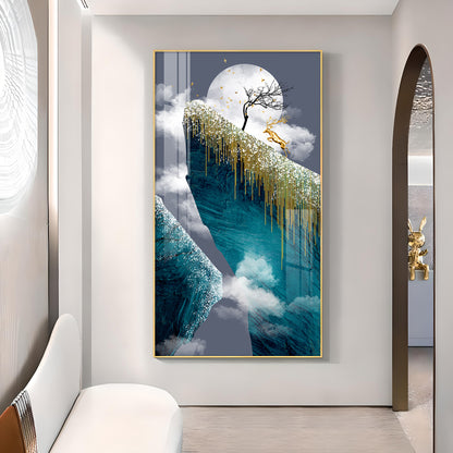 Frosted Heights Glass Finish Vertical Wall Art