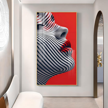 Stripes of Distinction Glass Finish Vertical Wall Art