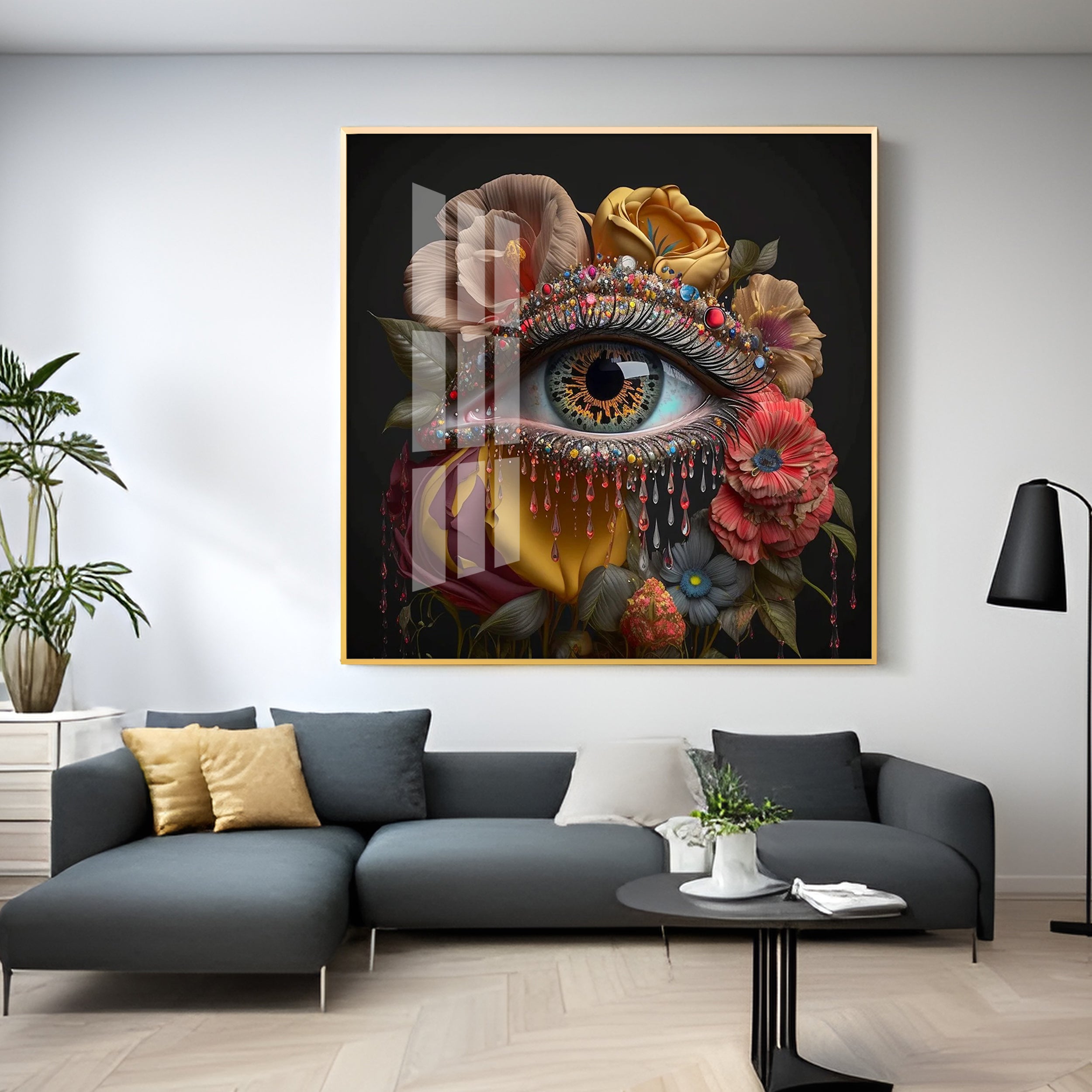 Opulent Eye Oasis Glass Finish Square Wall Art