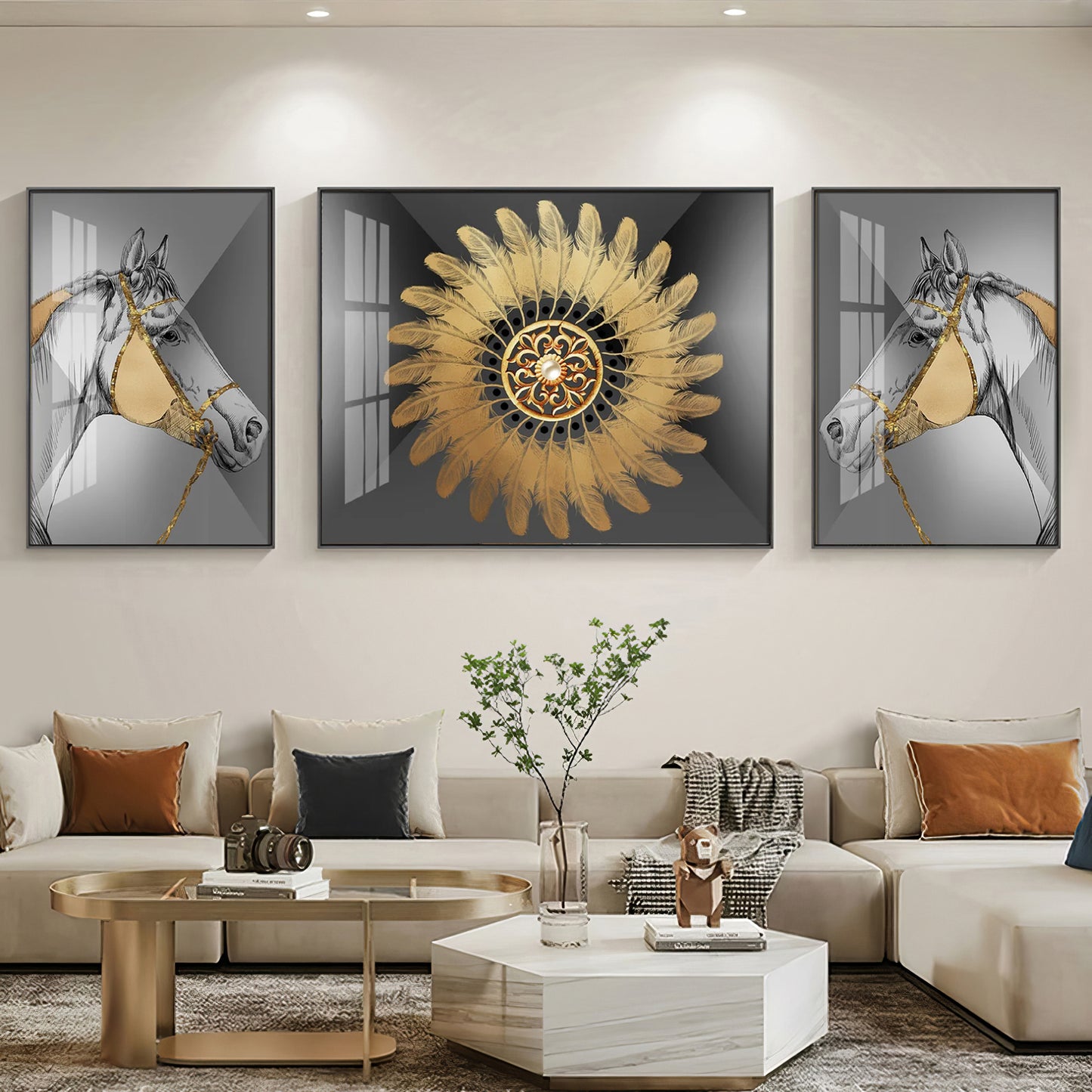 Voyage of Horses Glass Finish Wall Art (Set Of 3)