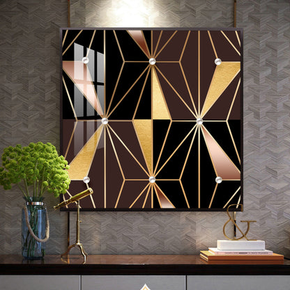 Geometric Glamour Glass Finish Square Wall Art