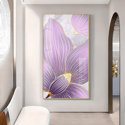 Purple Orchid Glass Finish Vertical Wall Art