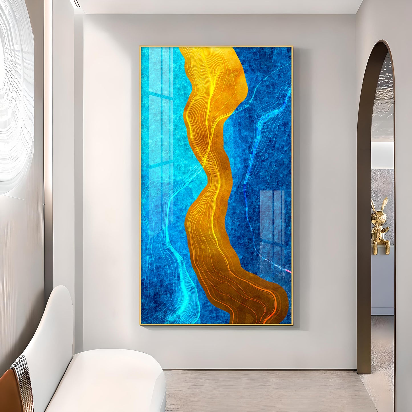 Daffodil Wave Glass Finish Vertical Wall Art