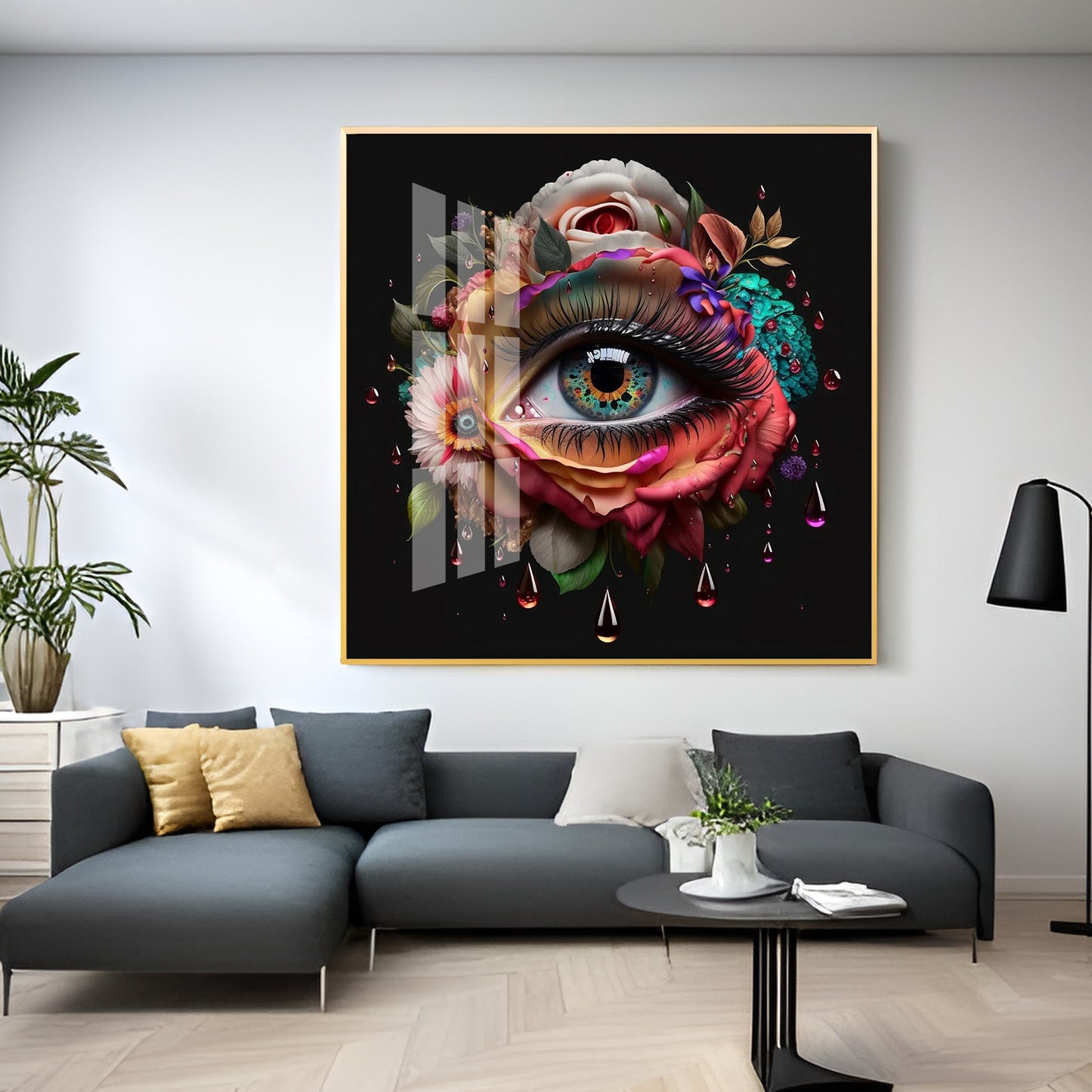 Radiant Jewel Eye Glass Finish Square Wall Art