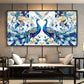 Two Peacock Looking Each Other Glass Finish Horizontal Wall Art