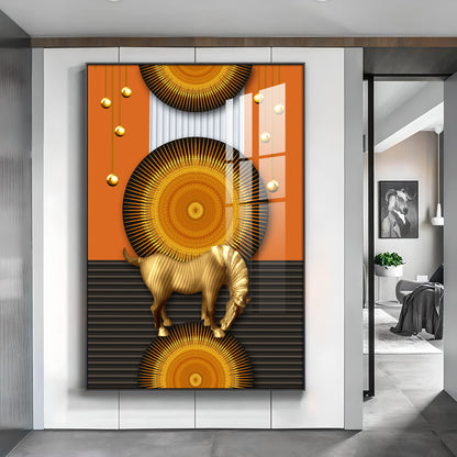 Equus In Stillness Glass Finish Vertical Wall Art