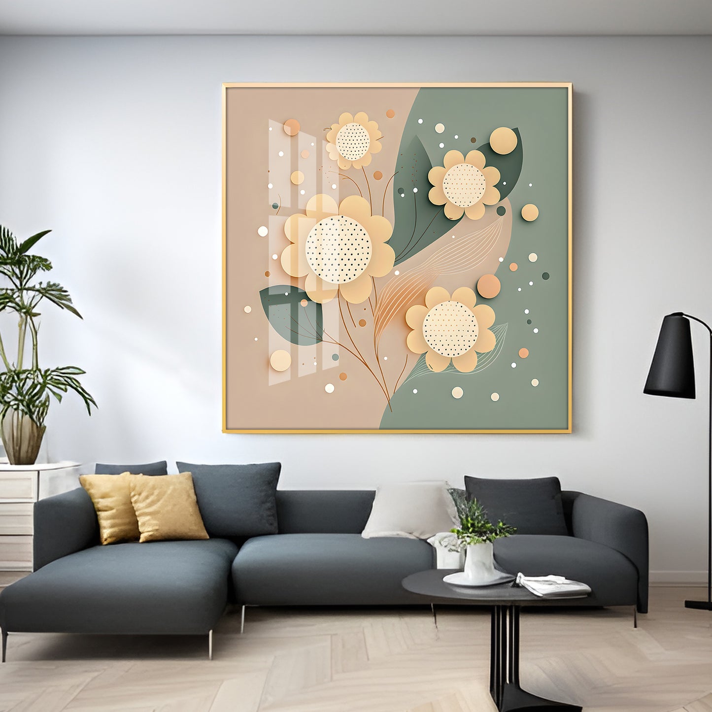 Petal Palette Glass Finish Square Wall Art