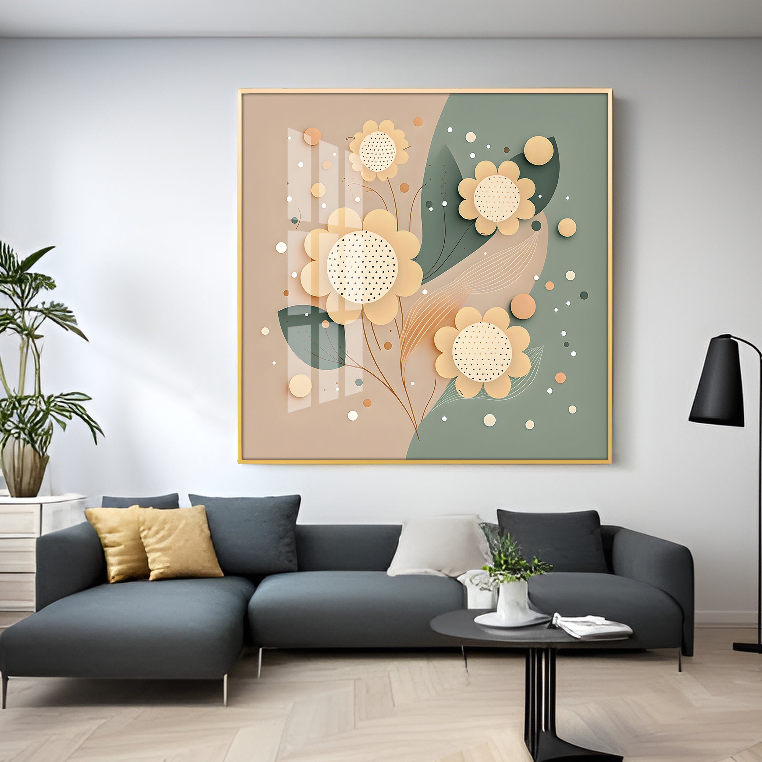 Petal Palette Glass Finish Square Wall Art