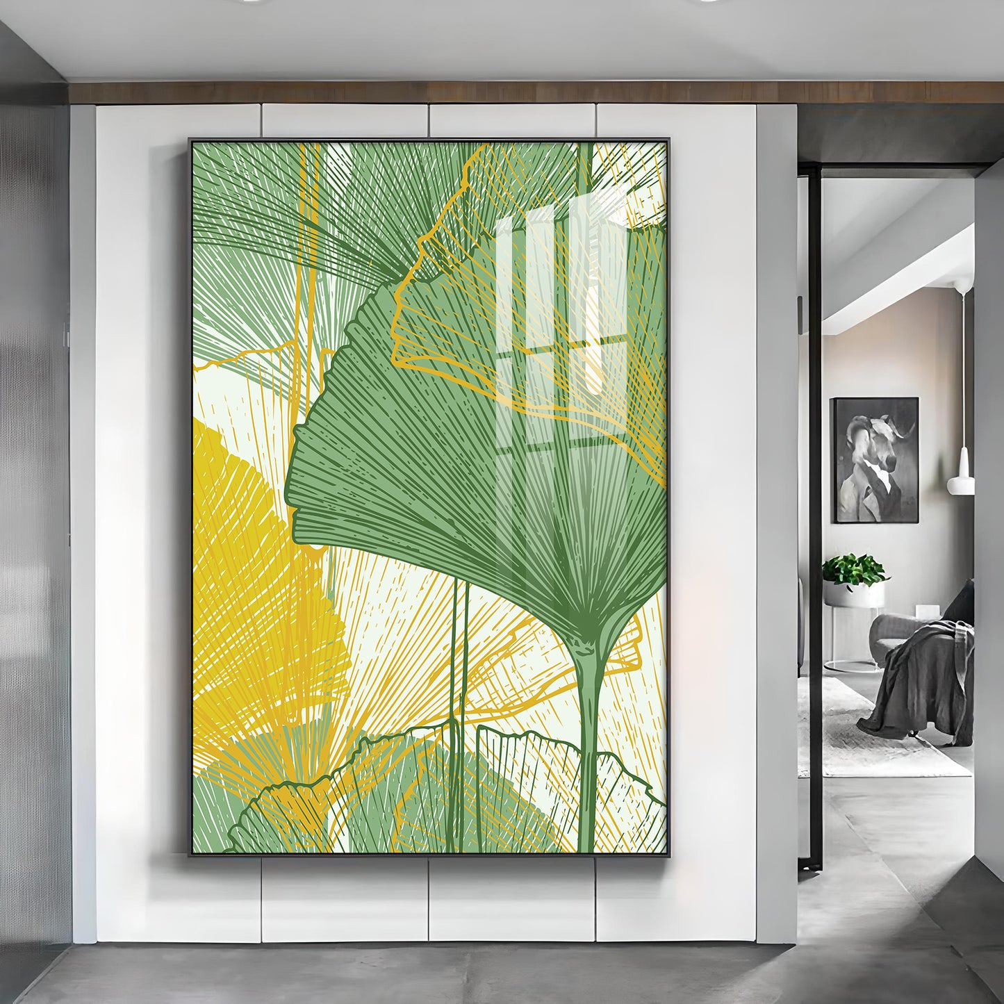 Foliage Reverie Glass Finish Vertical Wall Art