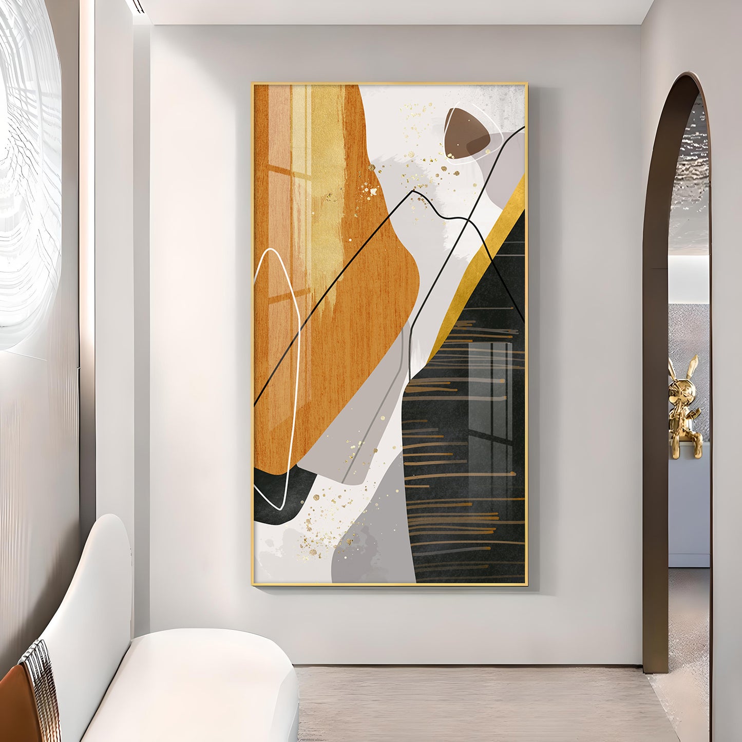 Noir Elegance Glass Finish Vertical Wall Art