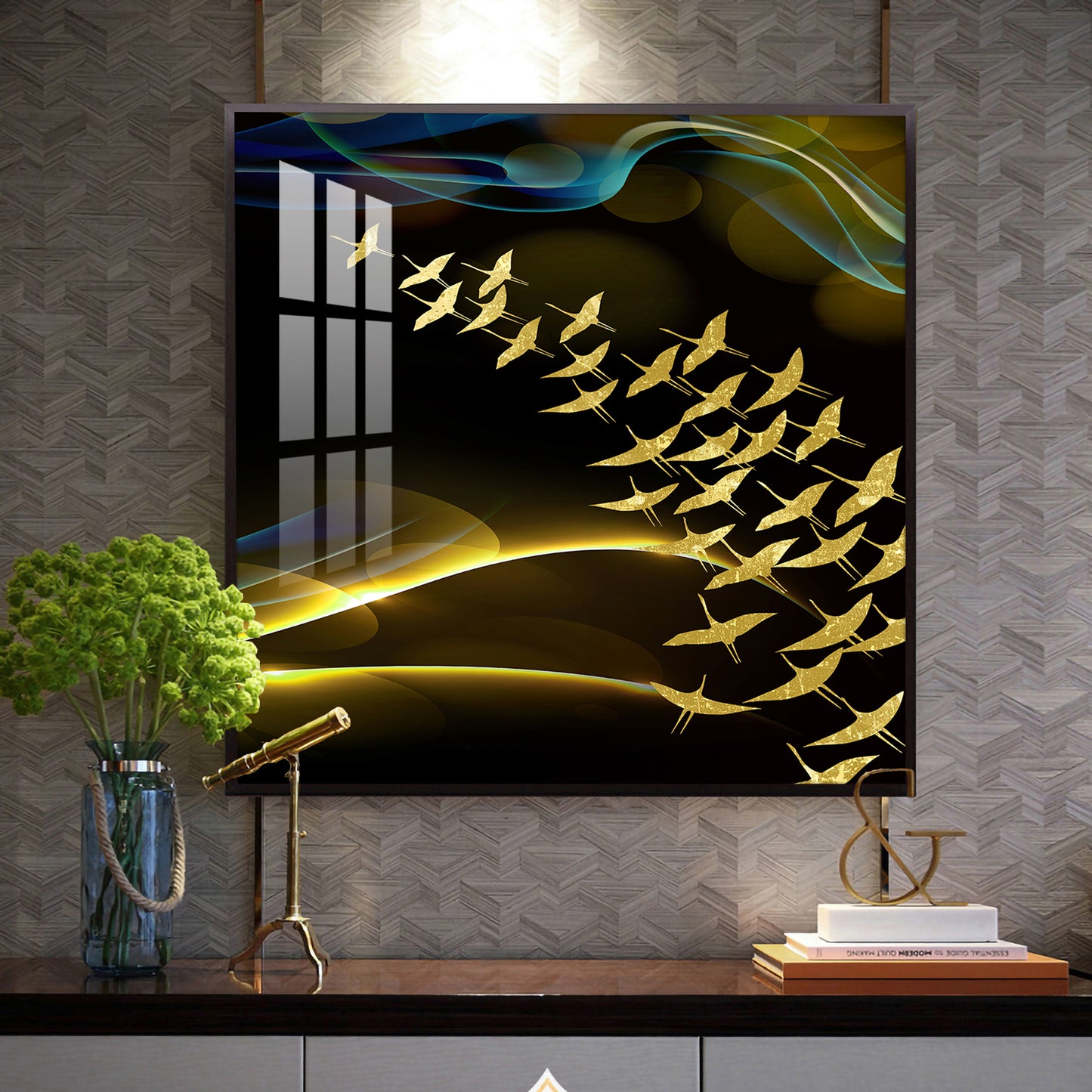 Horizon of Wings Glass Finish Square Wall Art