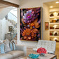 Floral Symphony Glass Finish Vertical Wall Art
