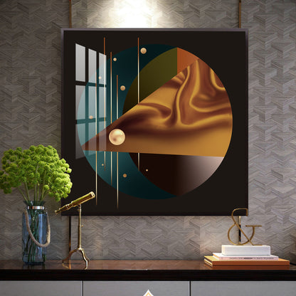 Golden Noir Glass Finish Square Wall Art