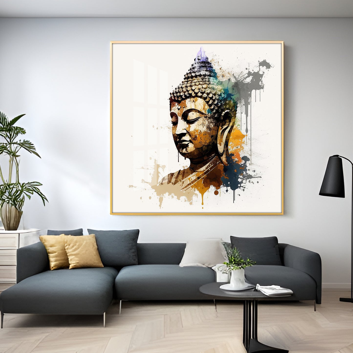 Buddha's Serenity Glass Finish Square Wall Art