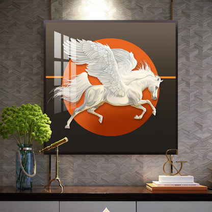 Aurora Pegasus Glass Finish Square Wall Art