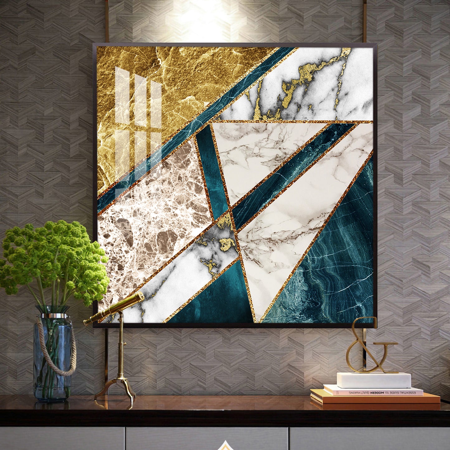 Luxe Serenity Glass Finish Square Wall Art