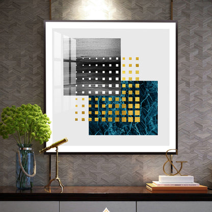 Golden Noir Mosaic Glass Finish Square Wall Art