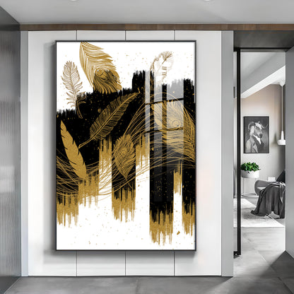 Abstract Expression Glass Finish Vertical Wall Art