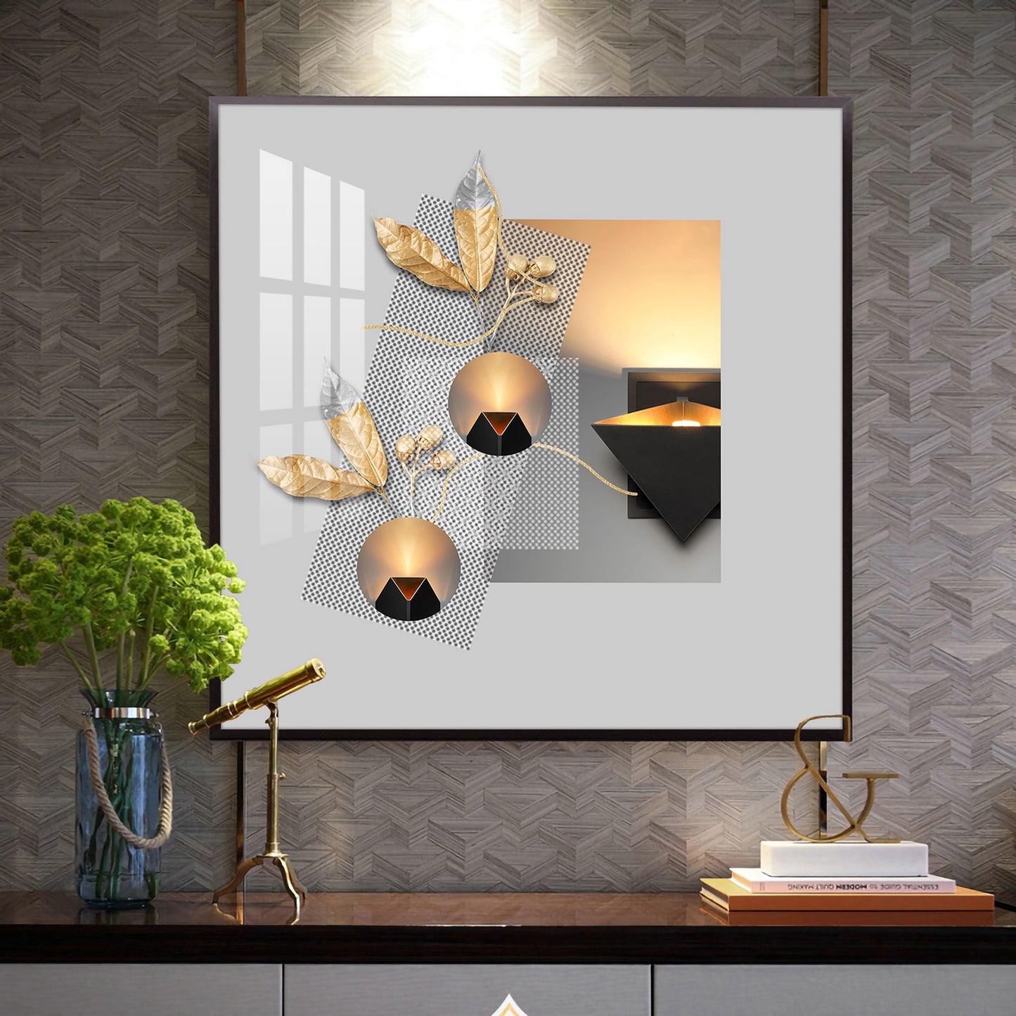 Opulent Oasis Glass Finish Square Wall Art