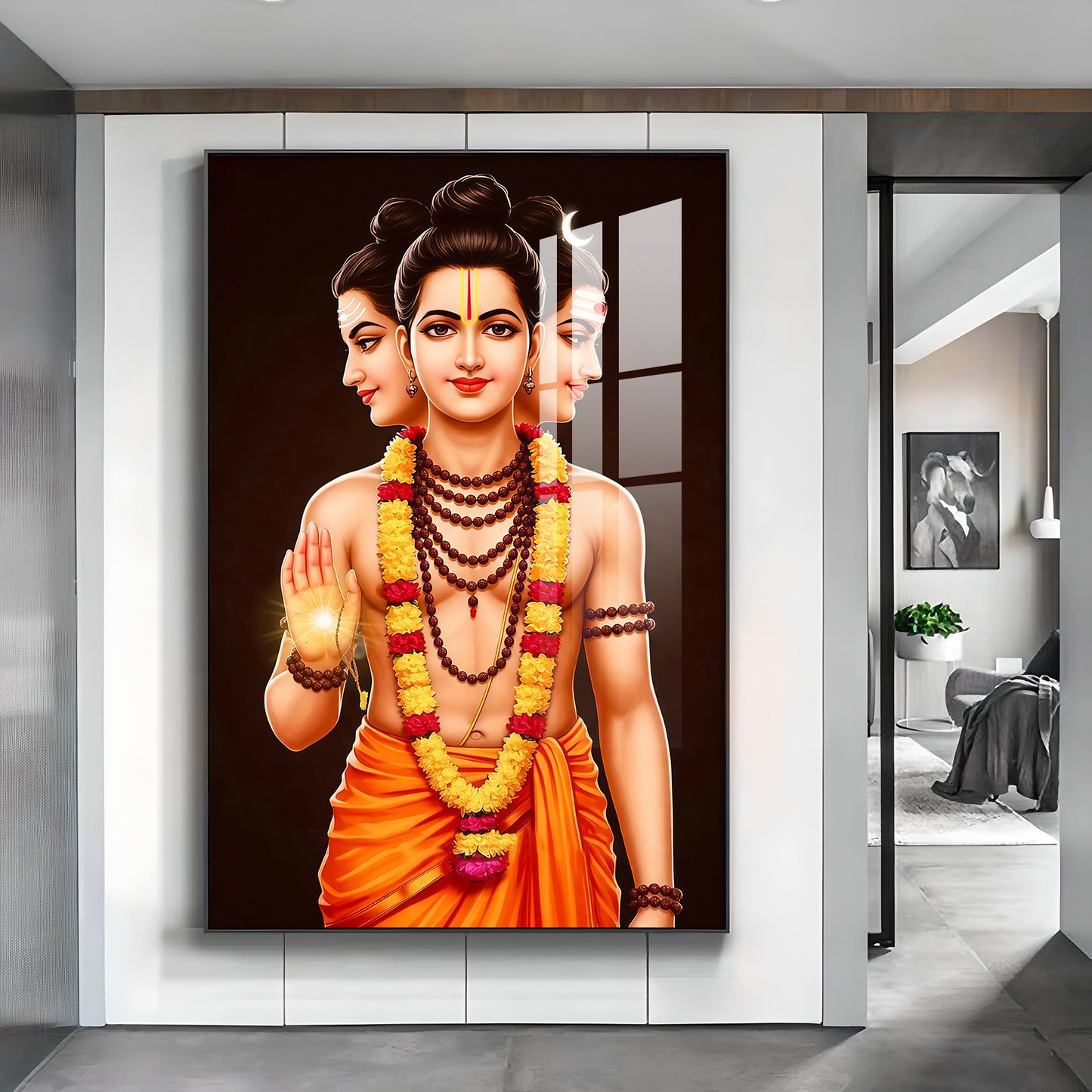 Lord Dattatreya Glass Finish Vertical Wall Art