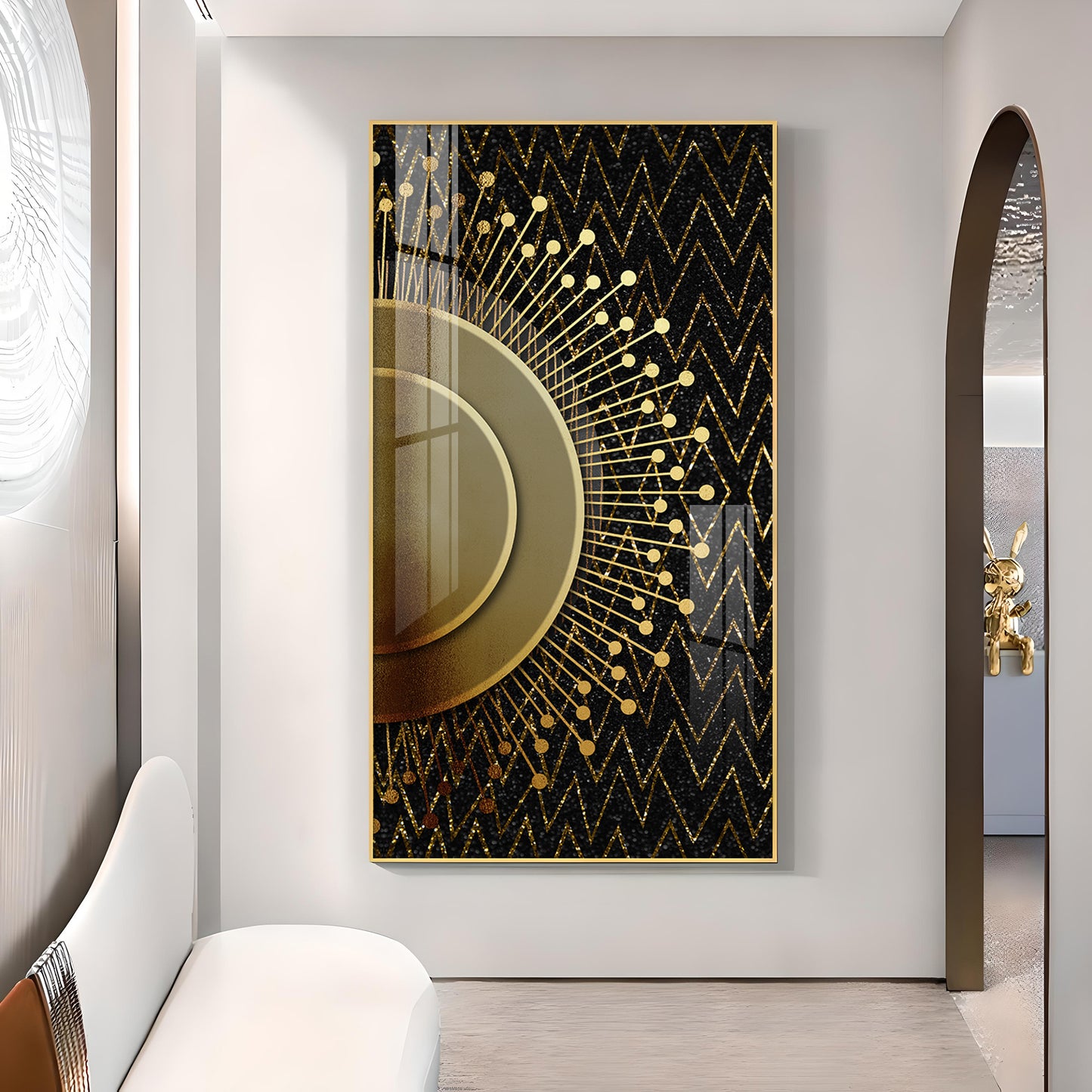 Striped Opulence Glass Finish Vertical Wall Art