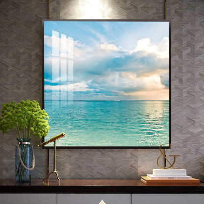 Celestial Ocean Glass Finish Square Wall Art