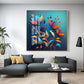 Shadowed Blooms Glass Finish Square Wall Art