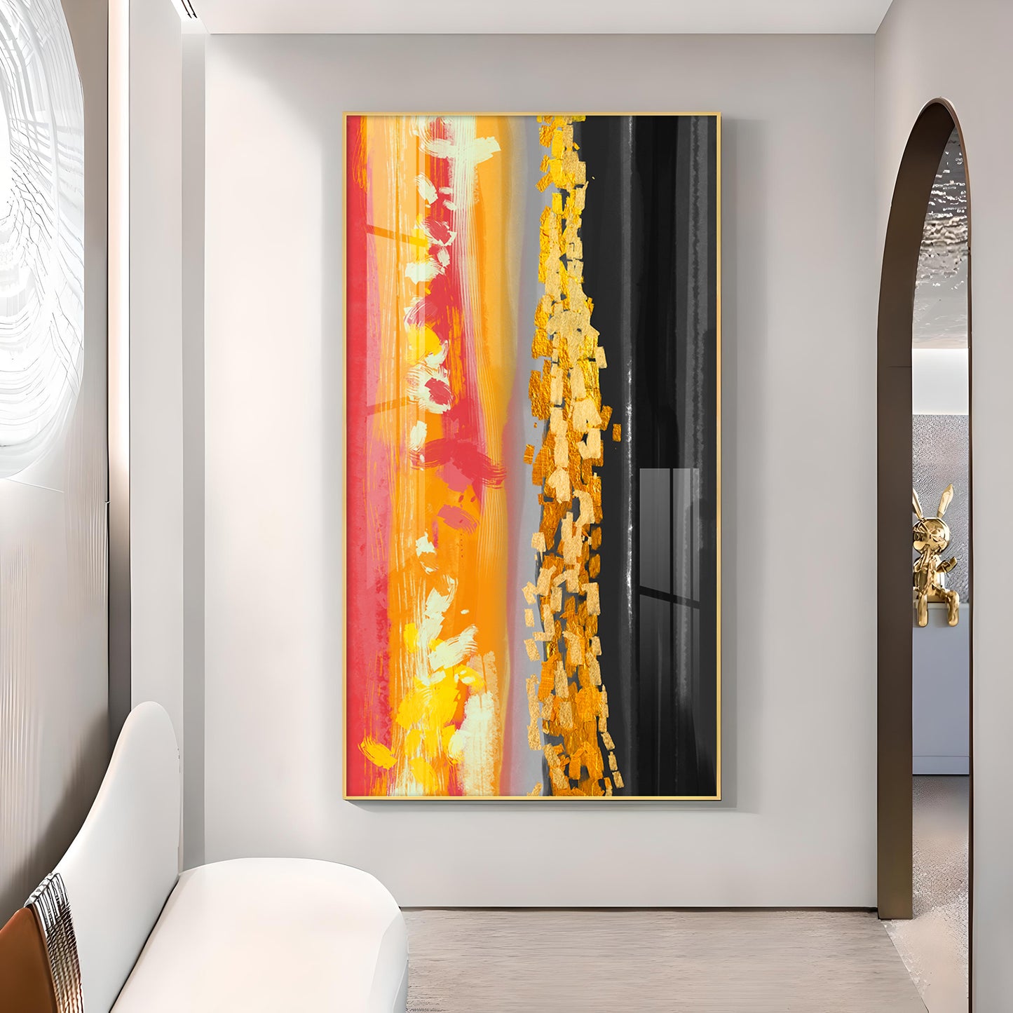 Fiery Essence Glass Finish Vertical Wall Art