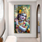 Hare Krishna Ji Glass Finish Vertical Wall Art