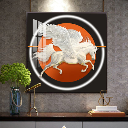 Ethereal Pegasus Glass Finish Square Wall Art