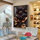 Golden Bloom Artistry Glass Finish Vertical Wall Art