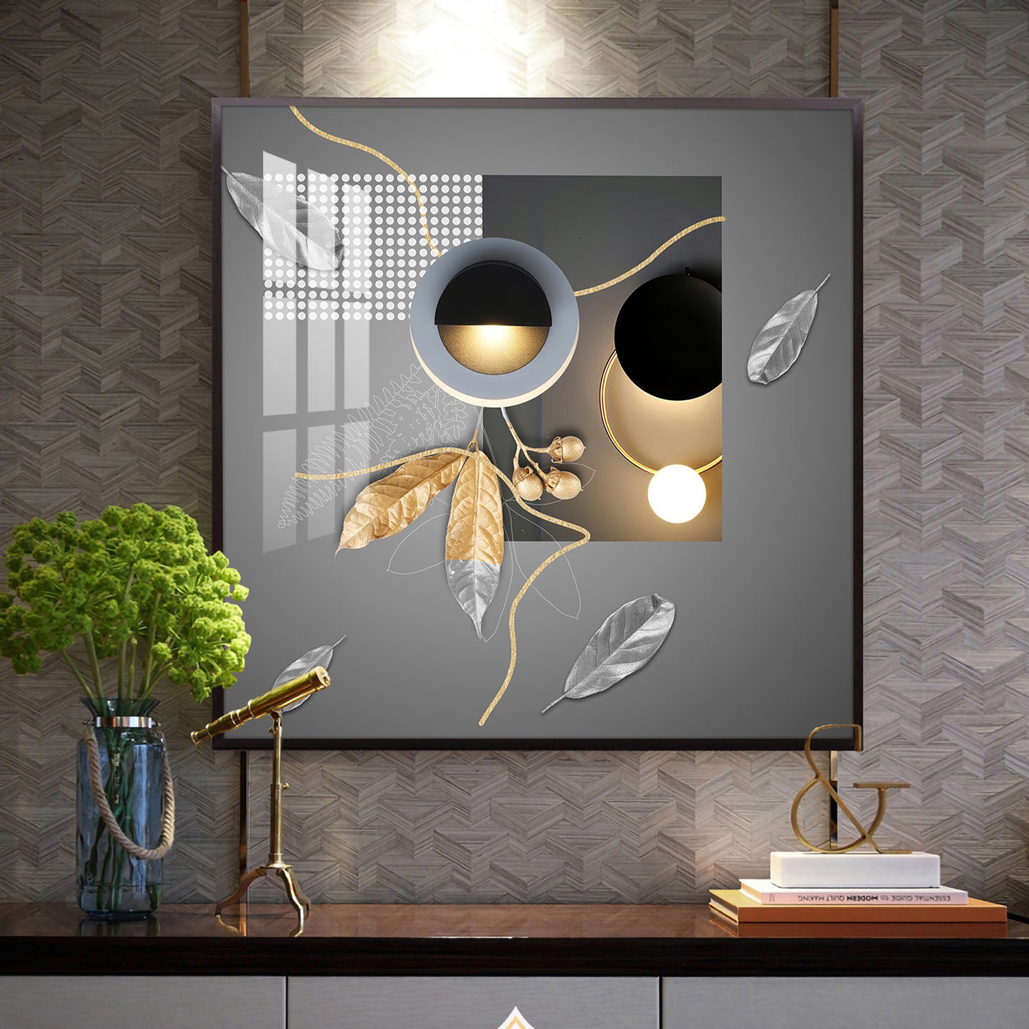 Ethereal Eclipse Glass Finish Square Wall Art