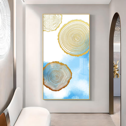 Blue Serenity Rings Glass Finish Vertical Wall Art