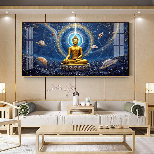 Celestrial Buddha Glass Finish Horizontal Wall Art