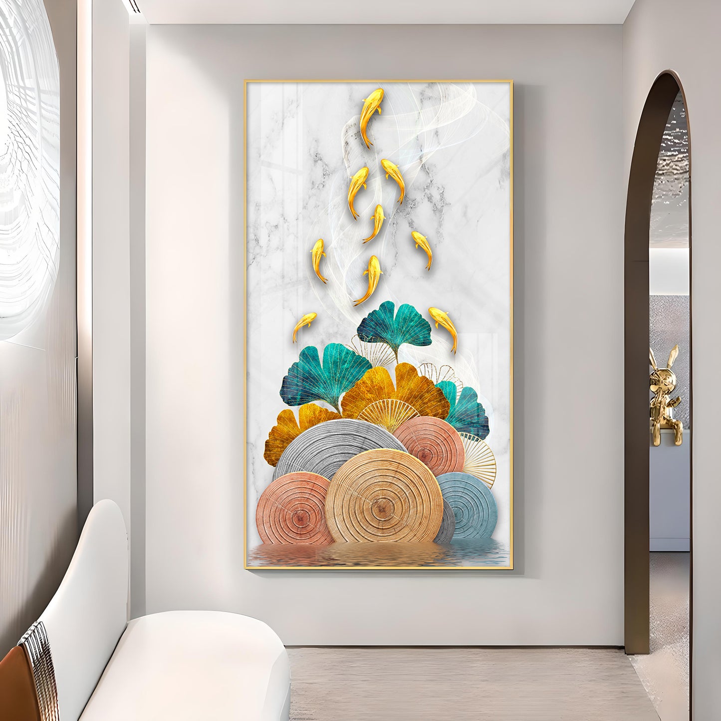 Chromatic Fish Glass Finish Vertical Wall Art