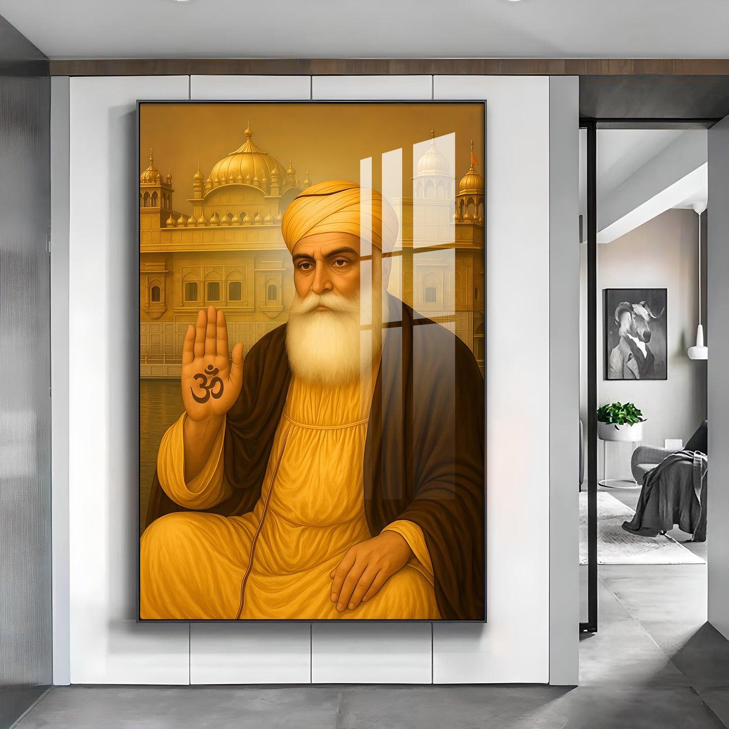 Majestic Presence Of Guru Glass Finish Vertical Wall Art