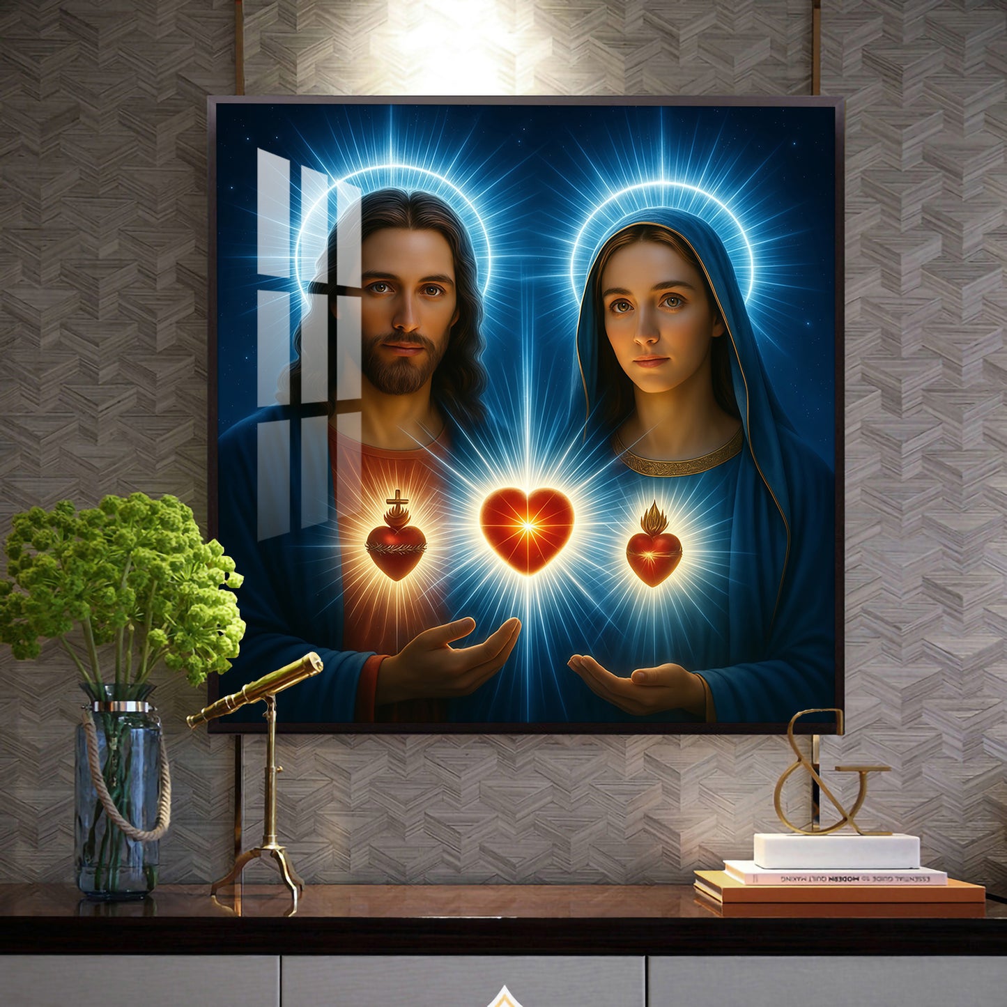 Jesus Spiritual Glass Finish Square Wall Art