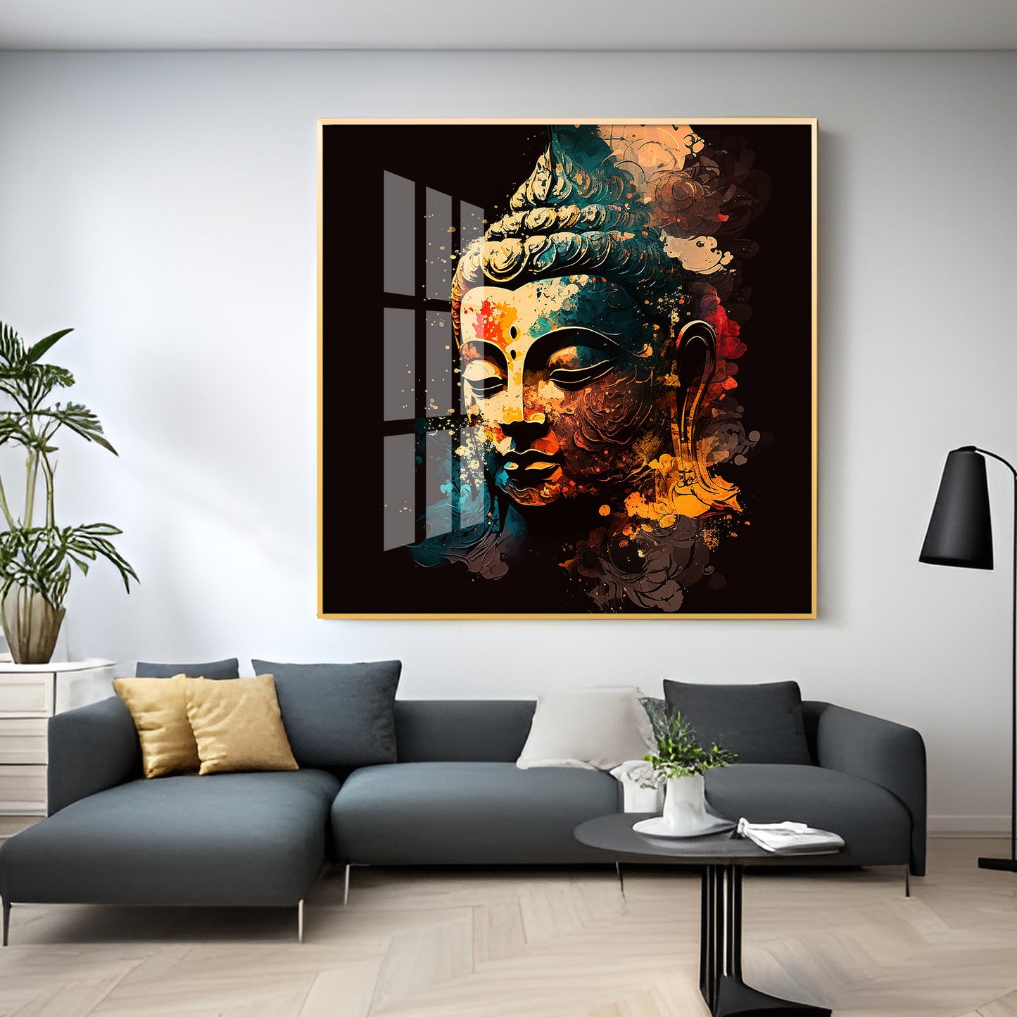 Tranquil Buddha Glass Finish Square Wall Art