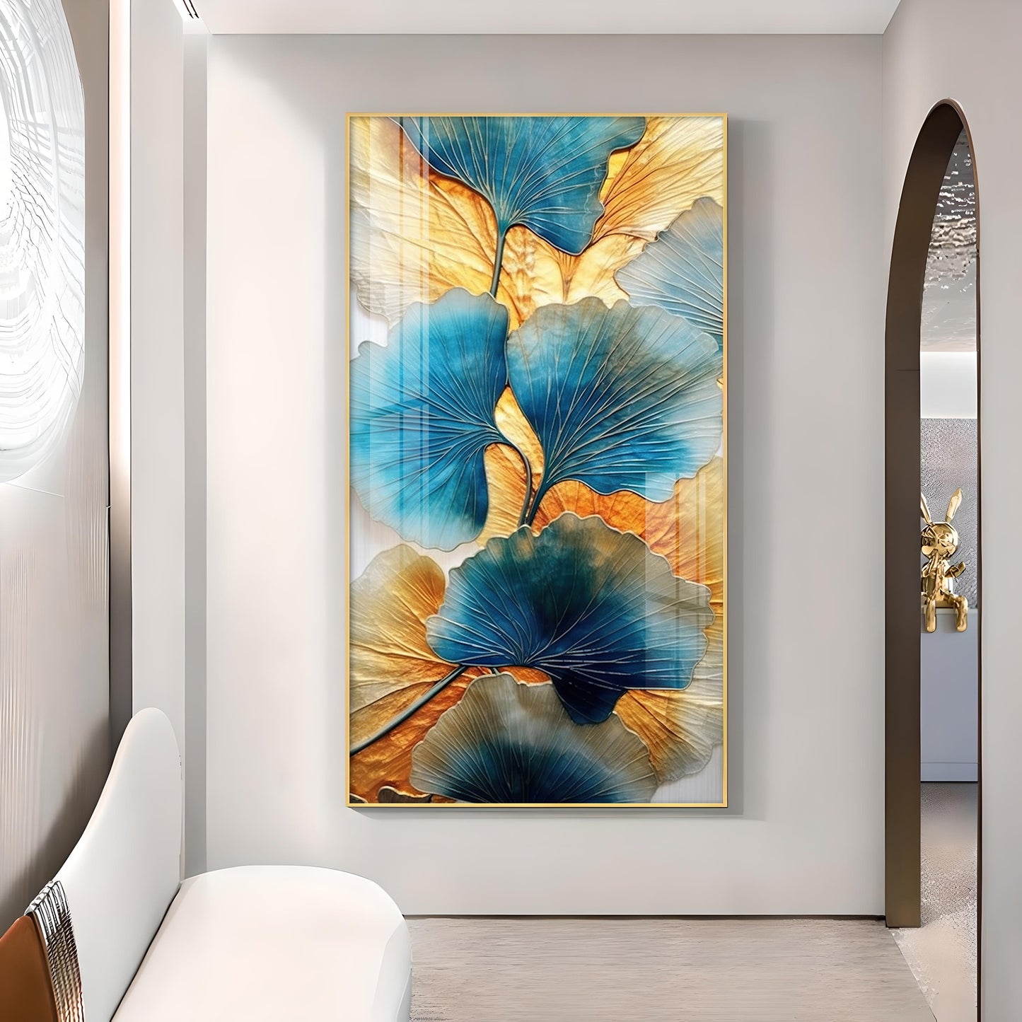 Noir Petal Glass Finish Vertical Wall Art