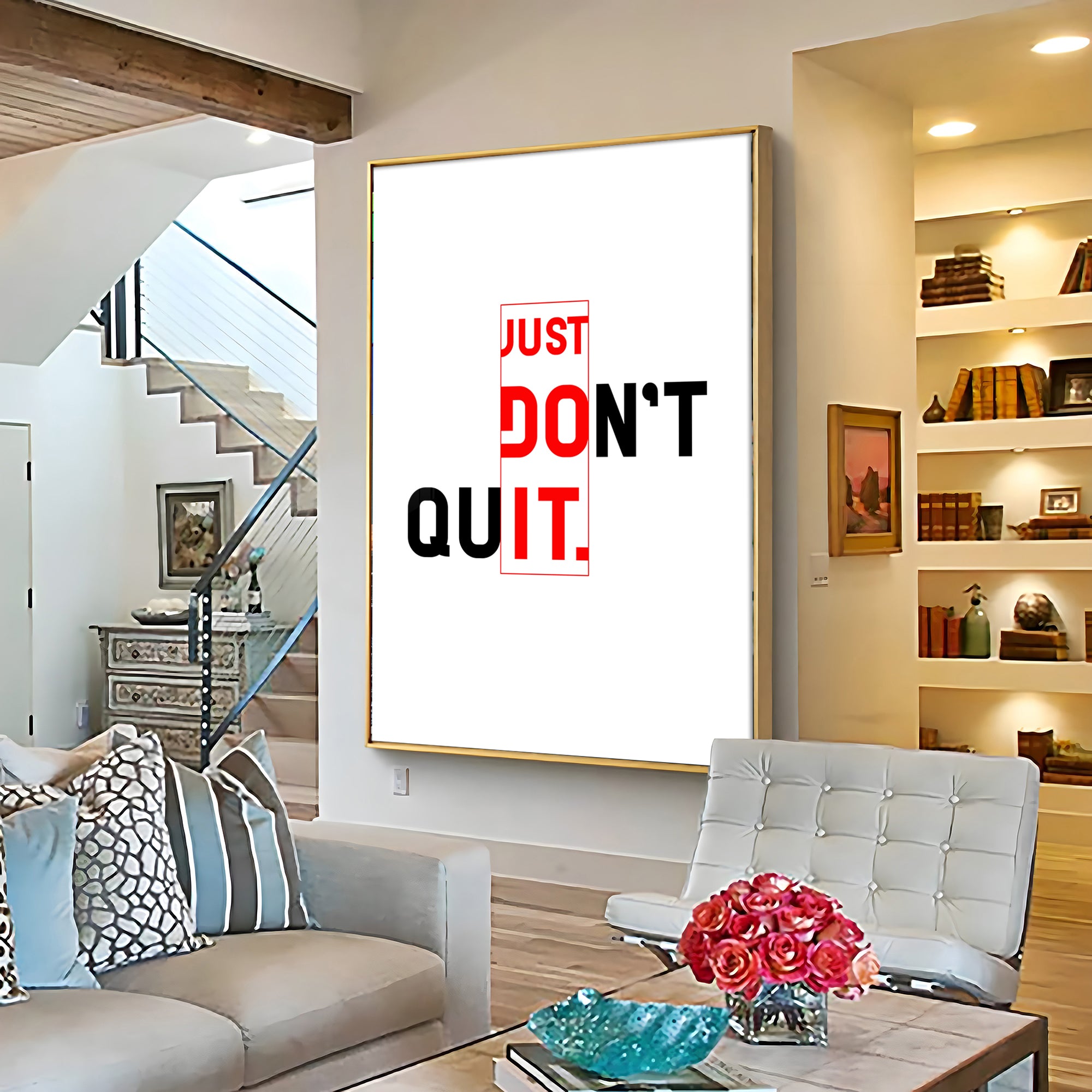 Just Don't Quit Glass Finish Vertical Wall Art