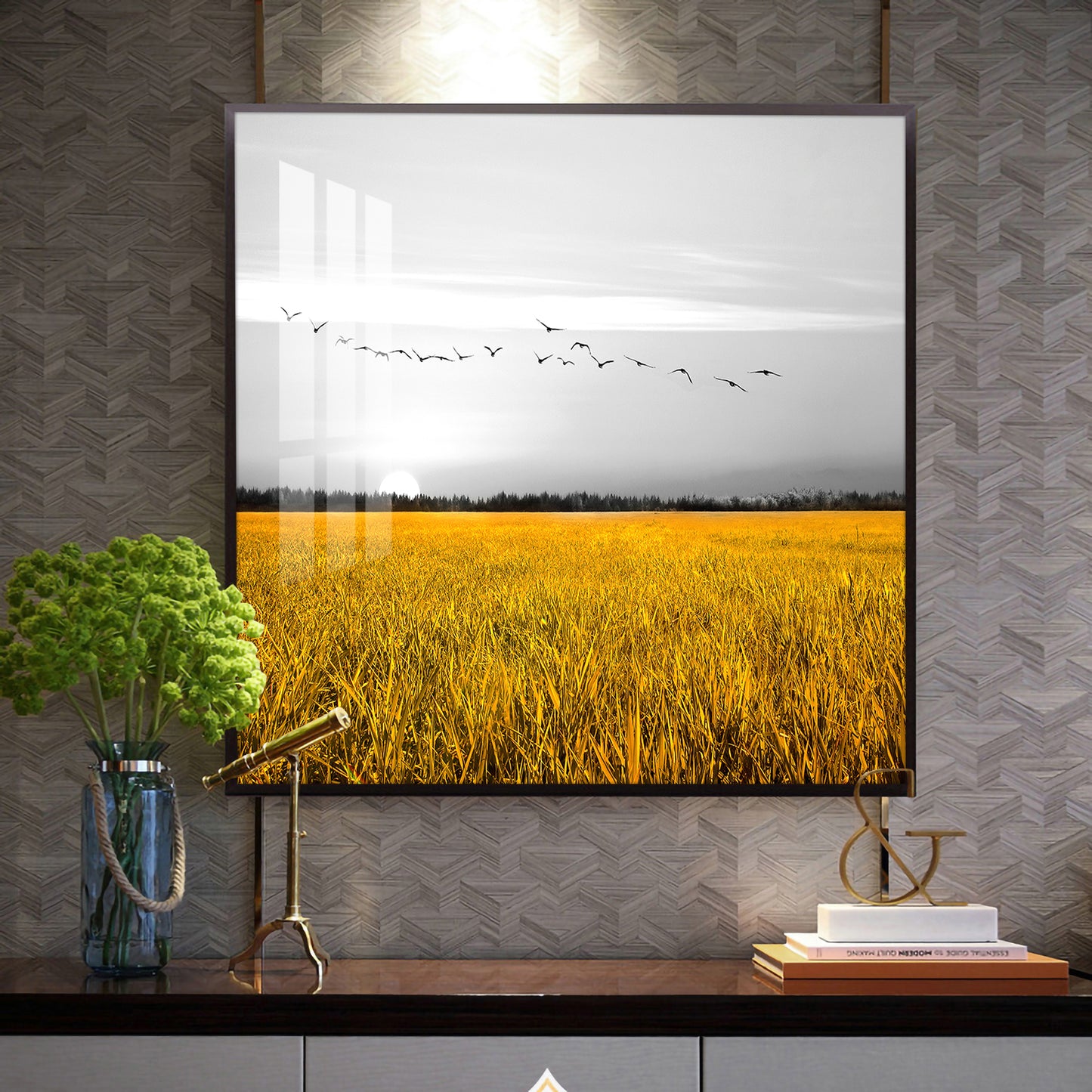 Fields of Freedom Glass Finish Square Wall Art