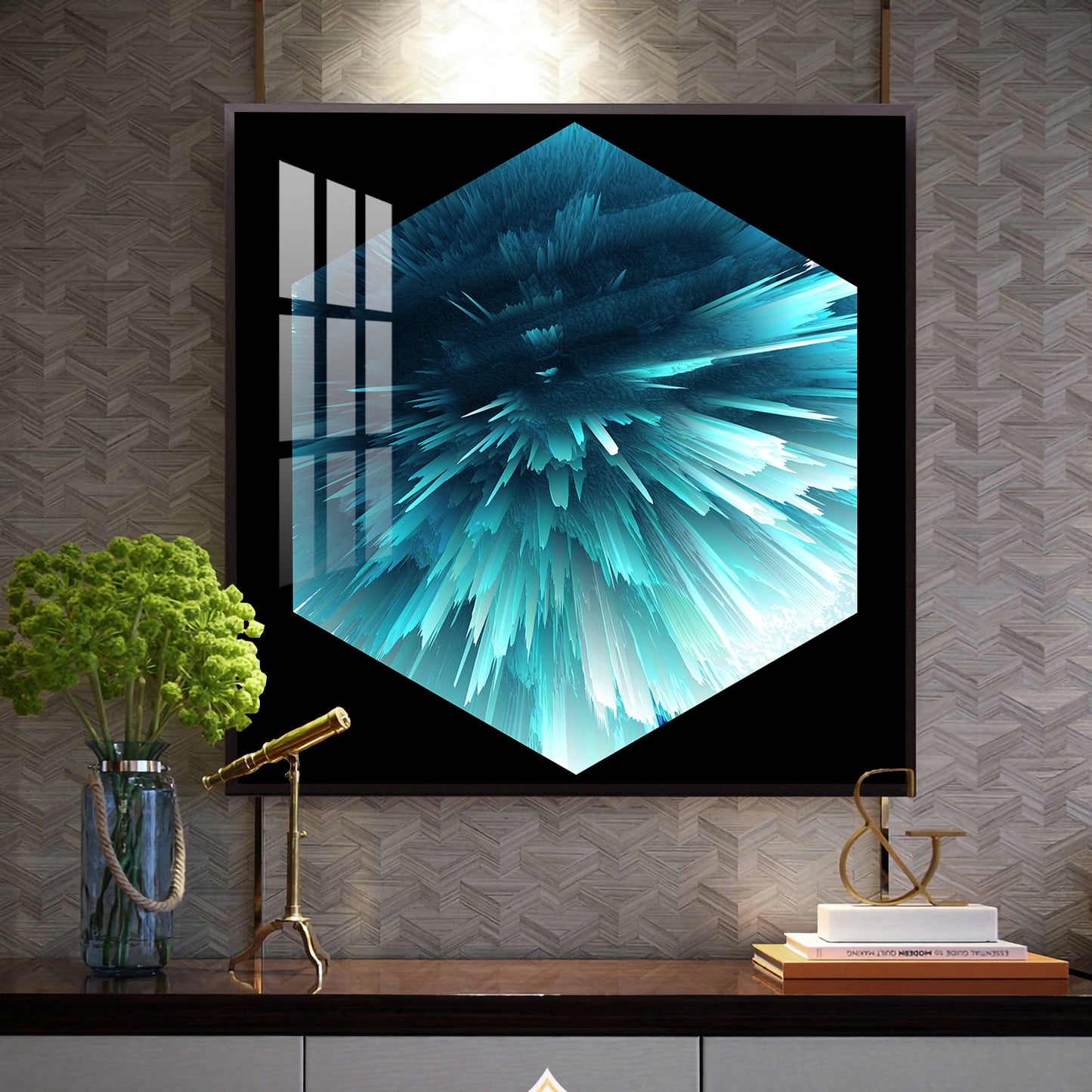 Oceanic Abstraction Glass Finish Square Wall Art