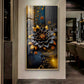 Surreal Black Flower Glass Finish Vertical Wall Art