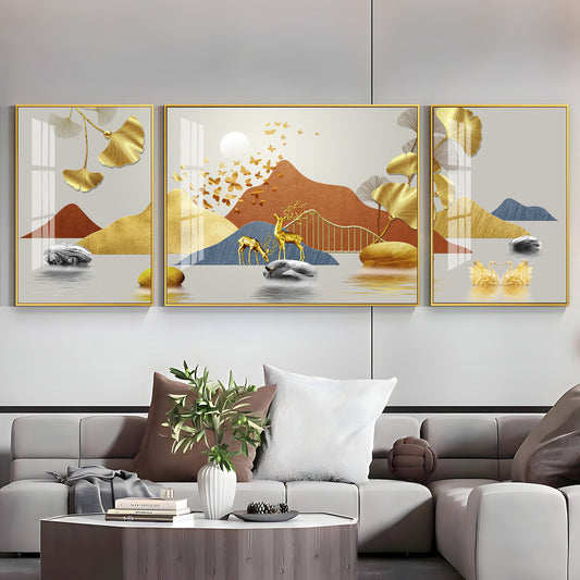 Alpine Harmony Glass Finish Wall Art (Set Of 3)