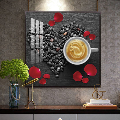 Coffee Charm Glass Finish Square Wall Art