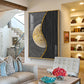 Golden Harmony Glass Finish Vertical Wall Art
